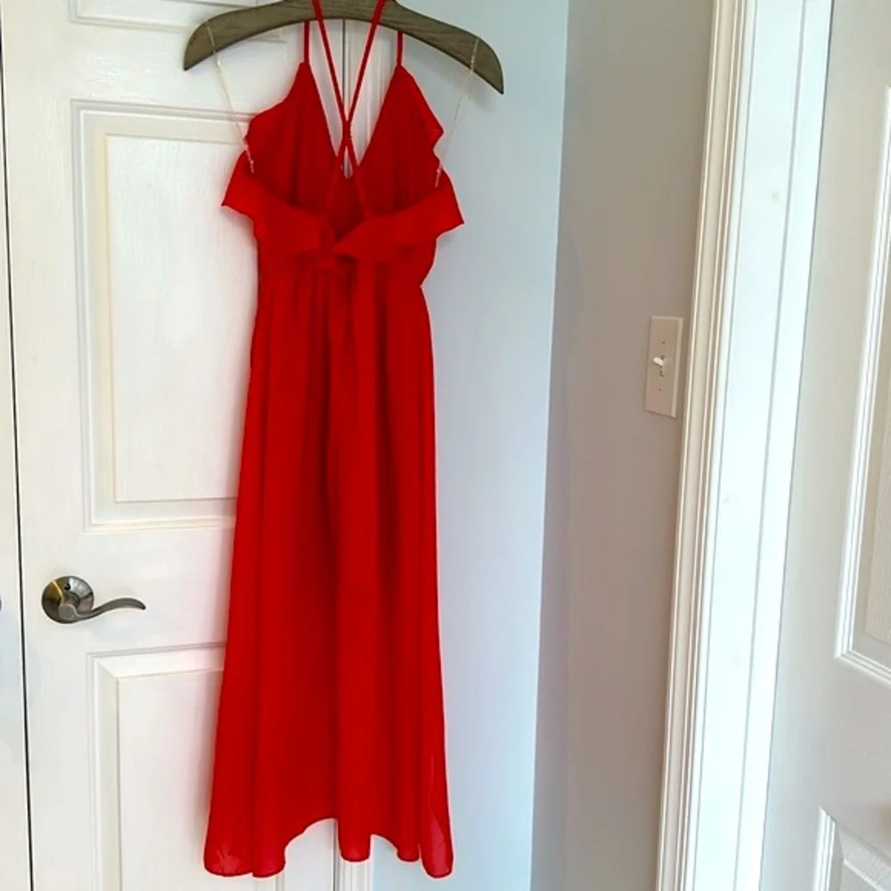TD by True Decadence Petite Frill Detail High Low MIDI Dress with Strappy Back